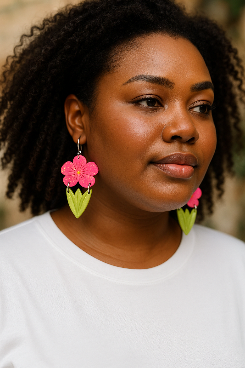 Pink Pansy Earrings