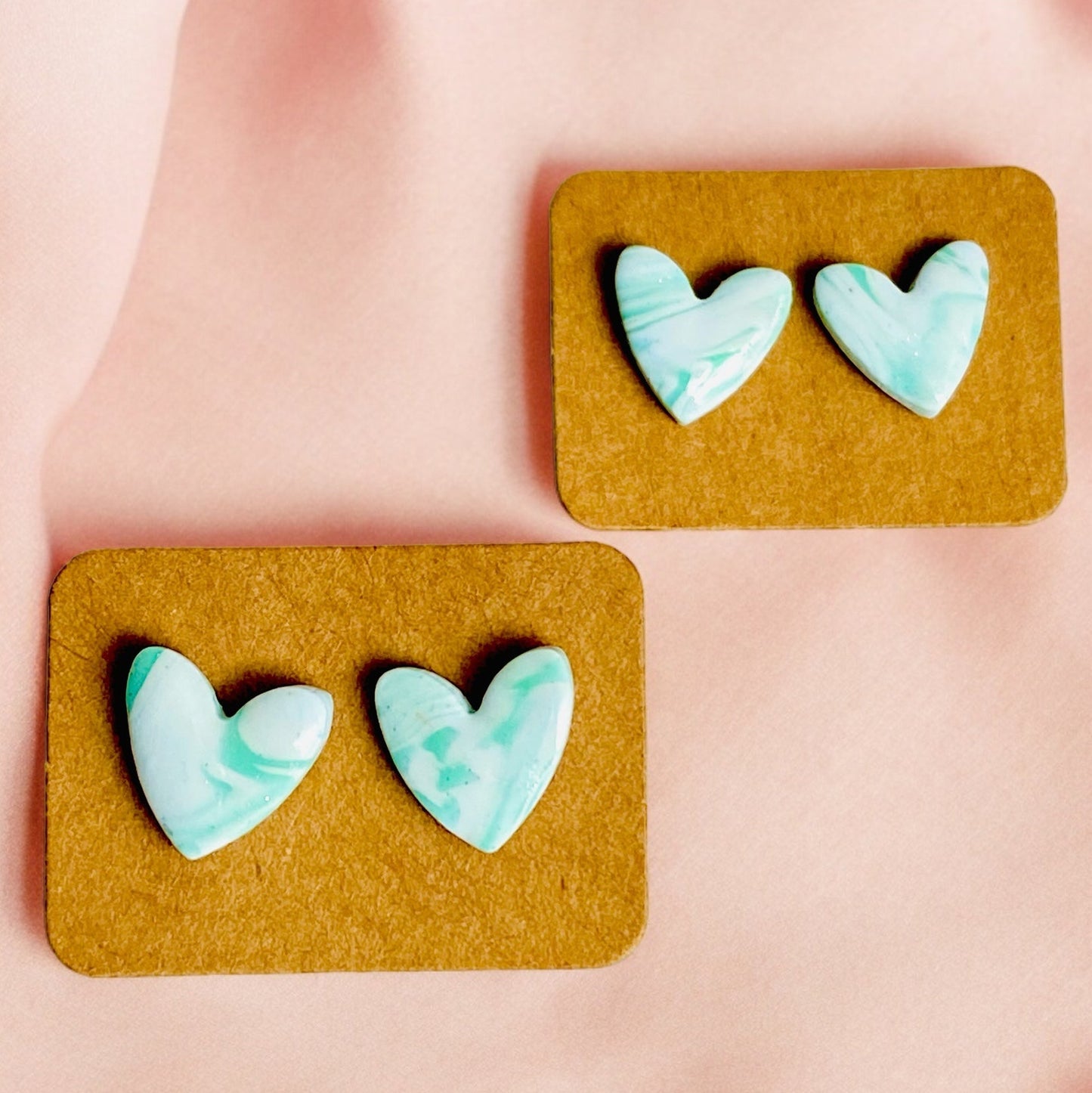 Dream Big - Mint Green Heart Studs