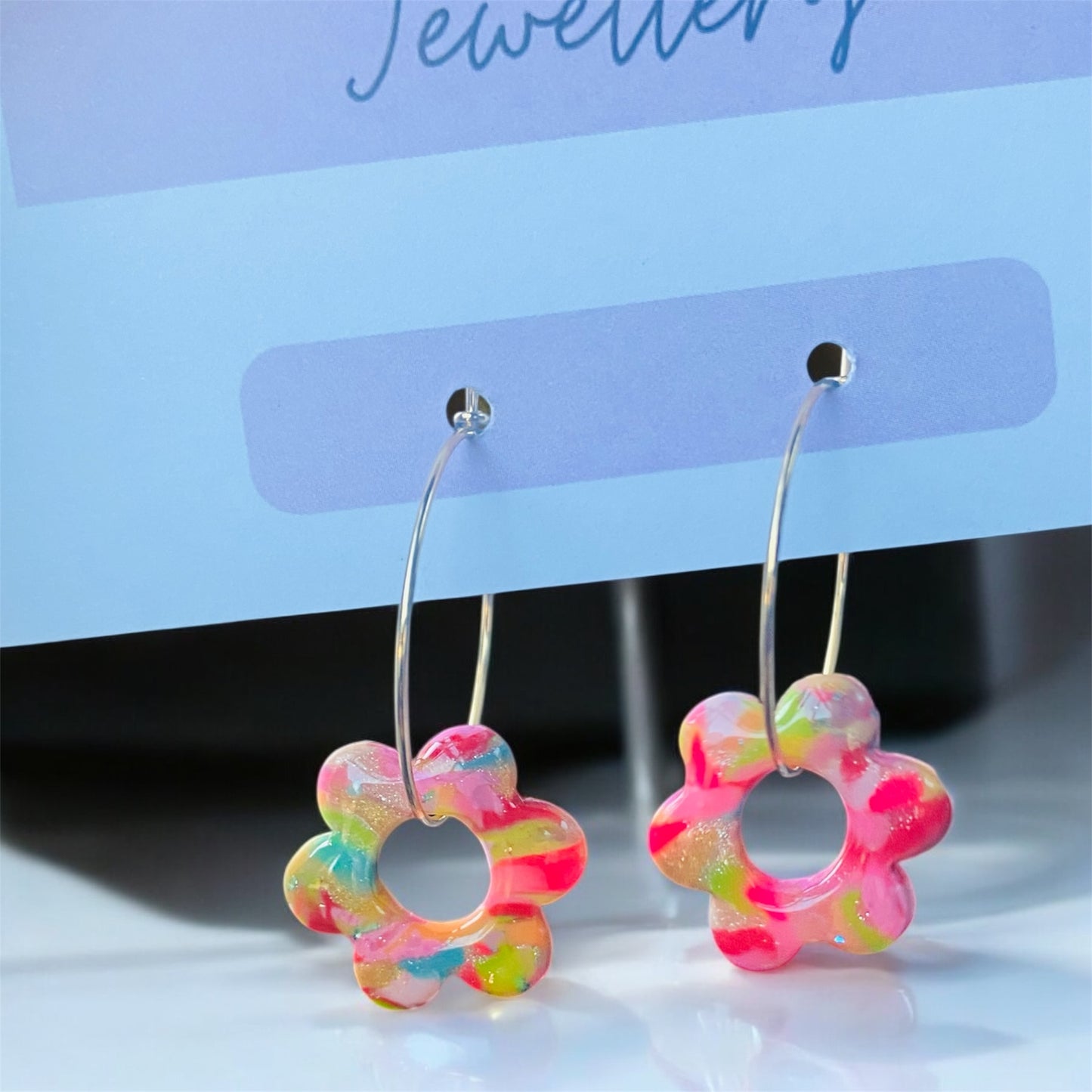 Confetti Flower Hoop Earrings