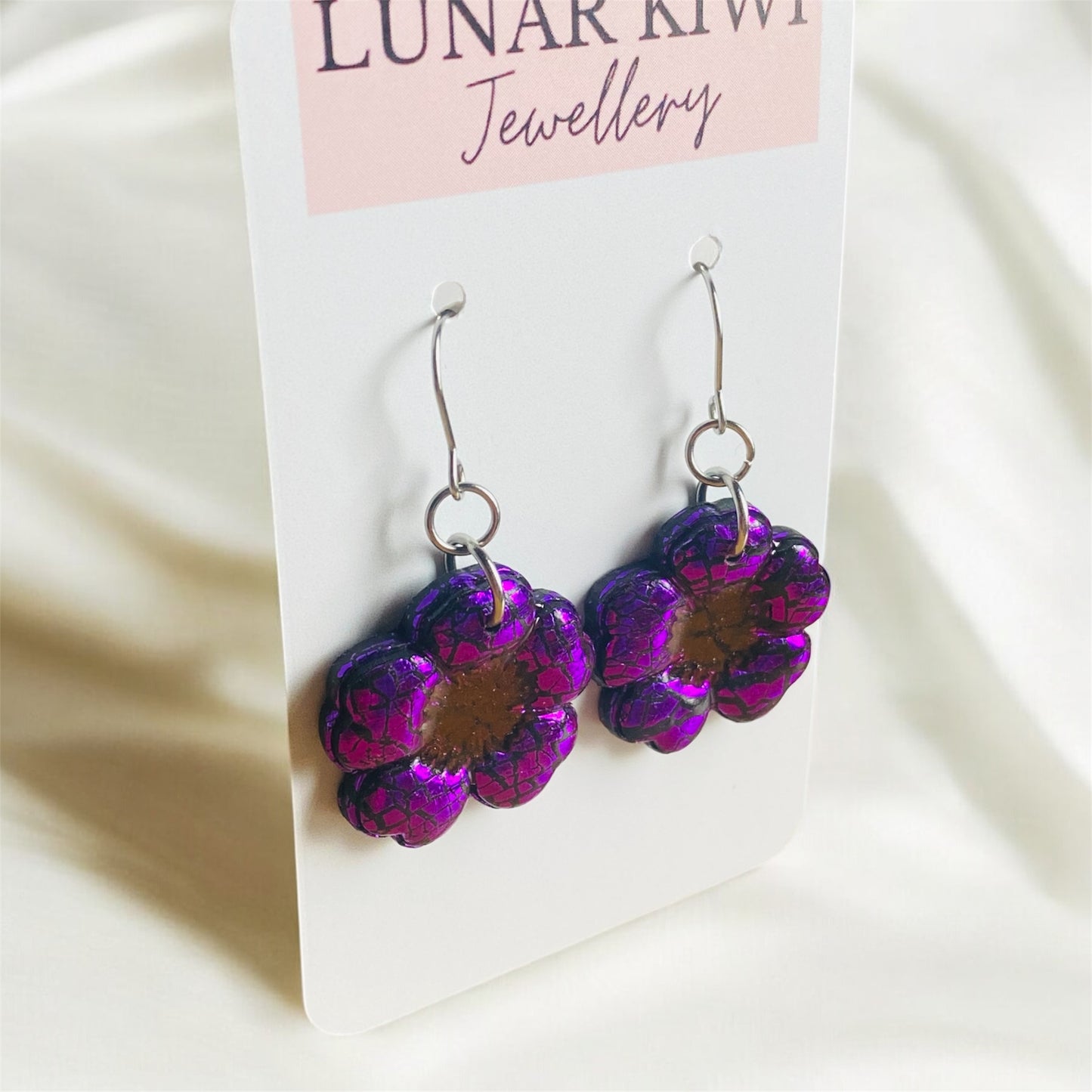 Purple Poppy Earrings