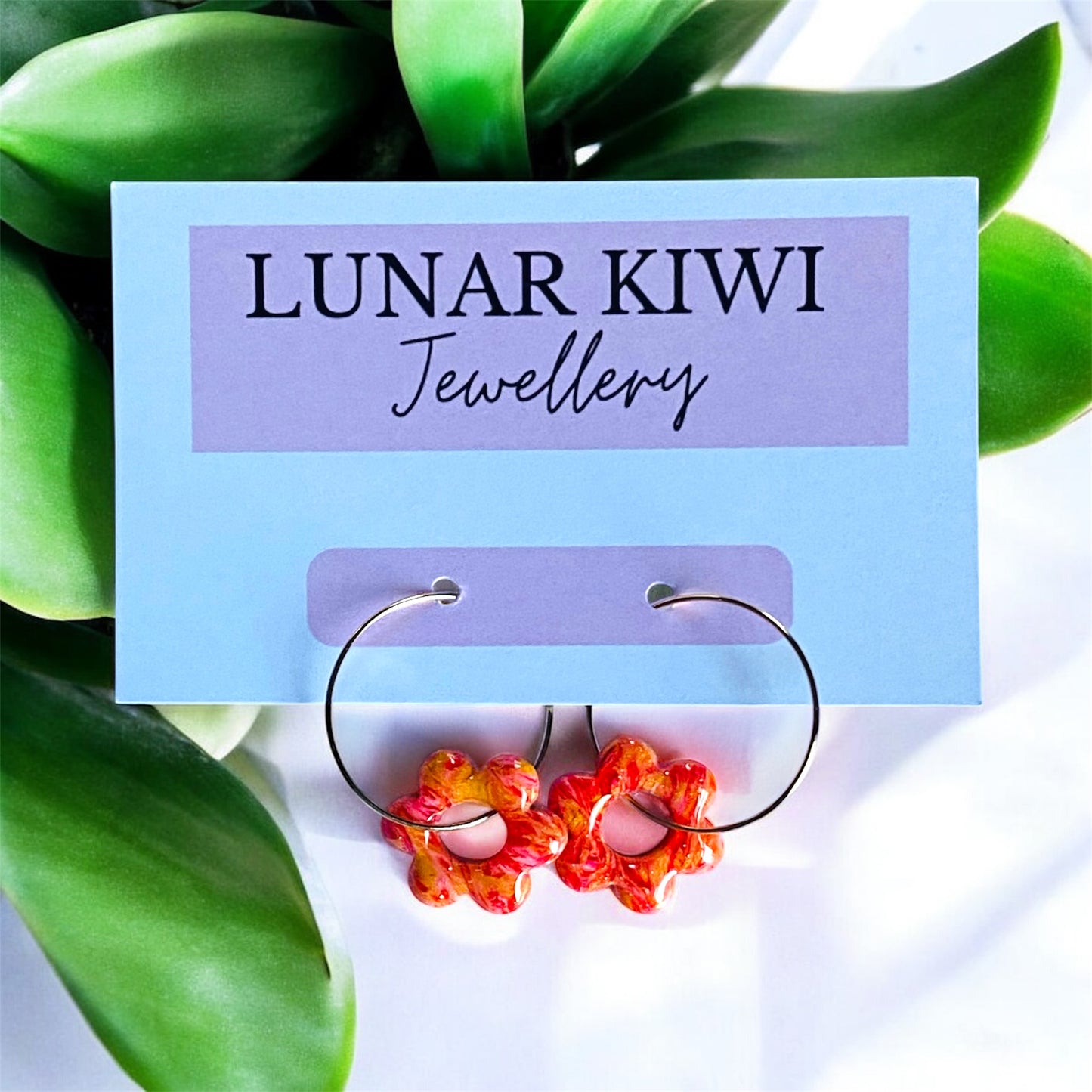 Fiery Bloom Hoop Earrings