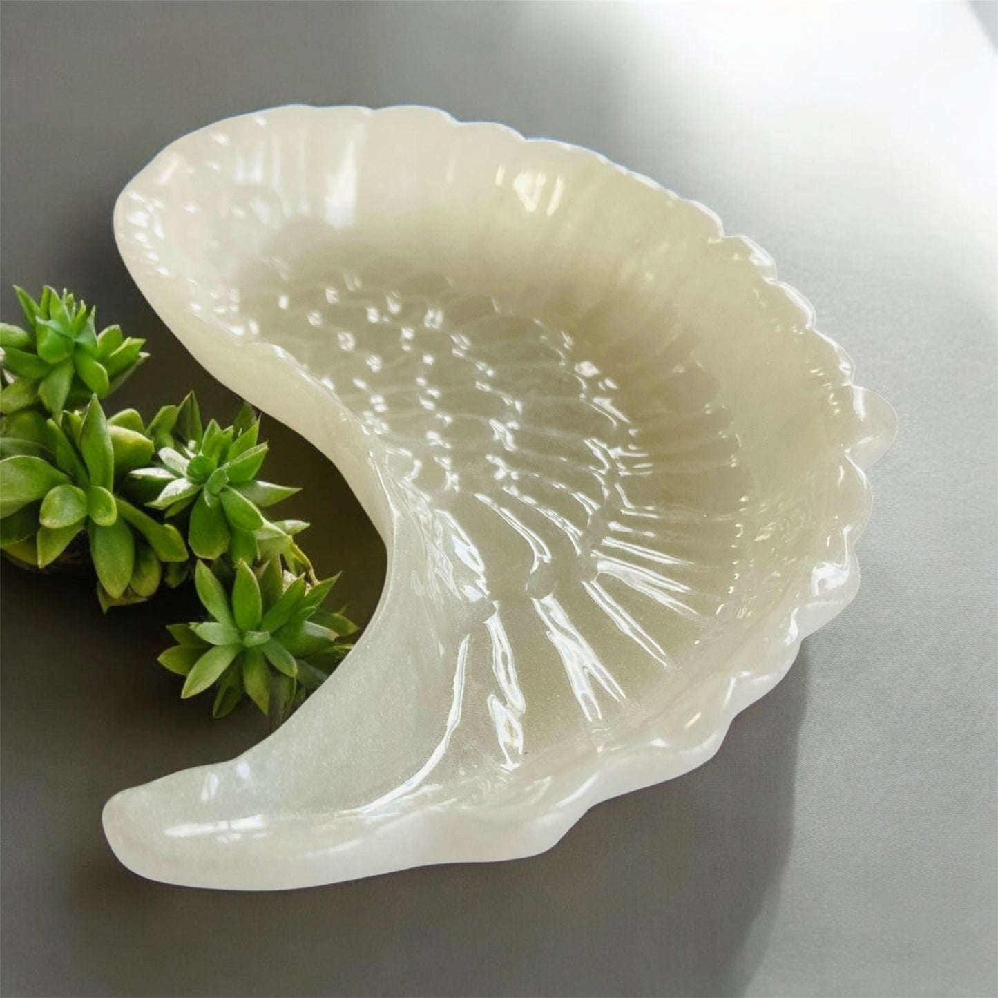 Frosted Angel Wing Trinket Dish