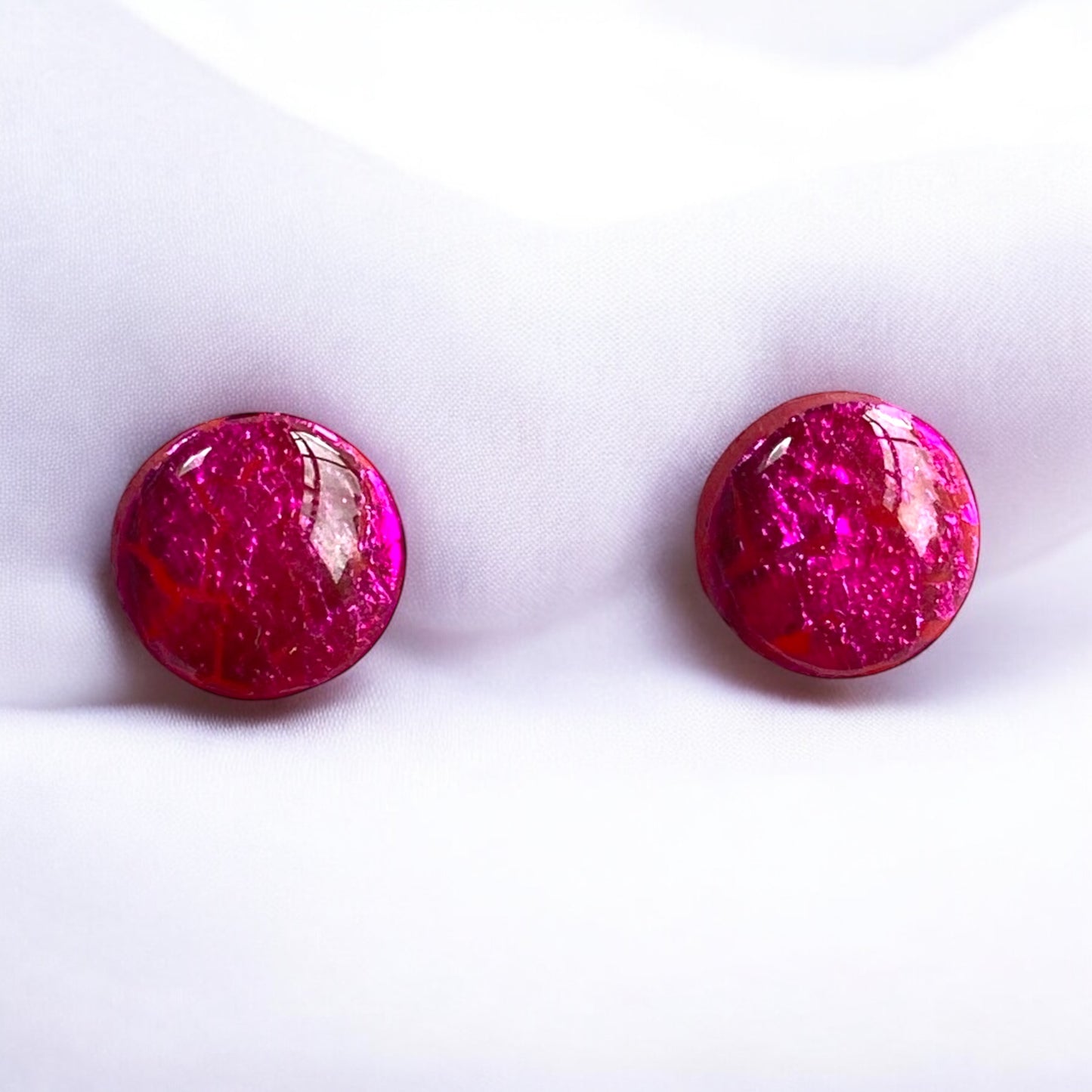 Sparkle Bright - Pink Stud Earrings With Pink Sparkle