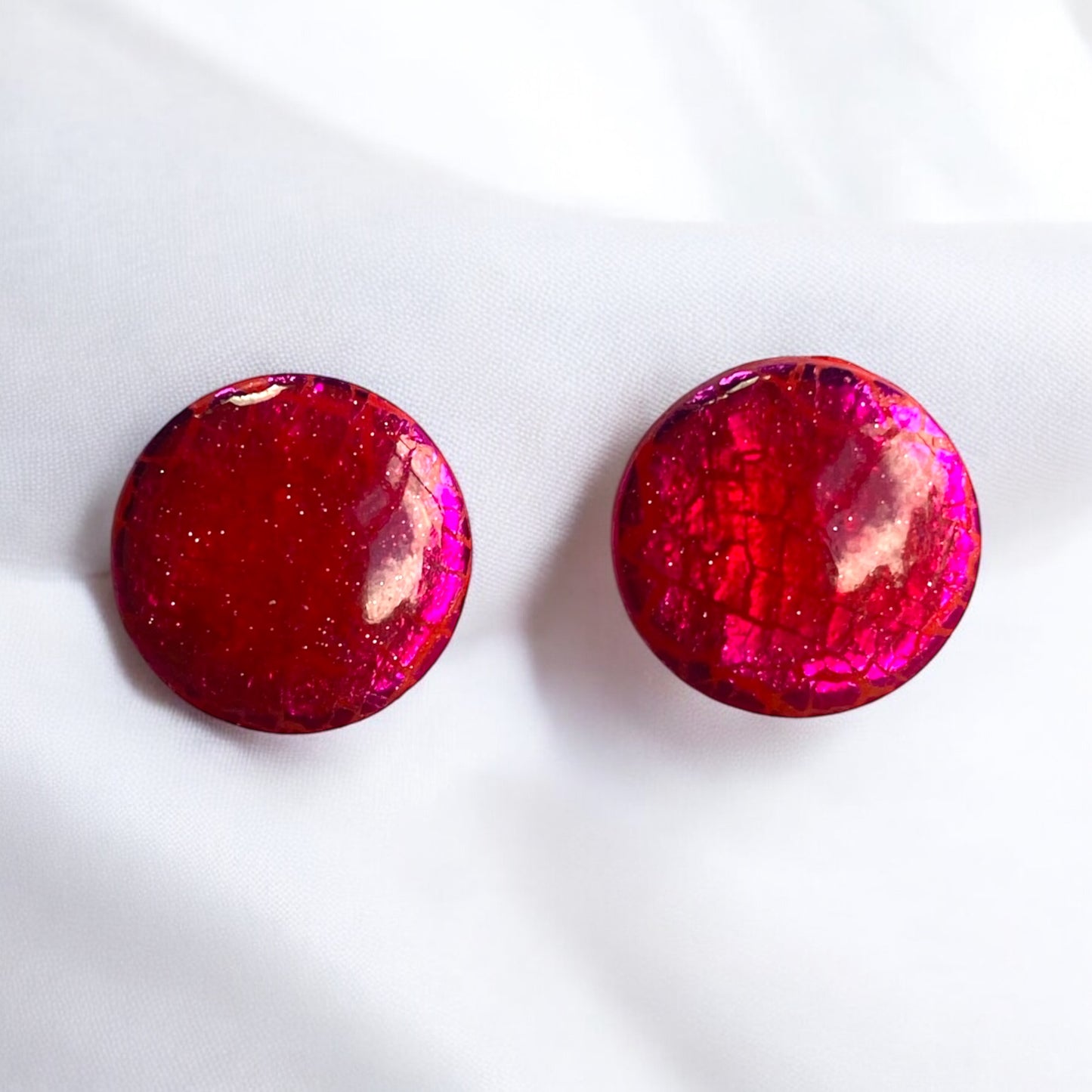Be Radiant - Red Stud Earrings With Pink Sparkle