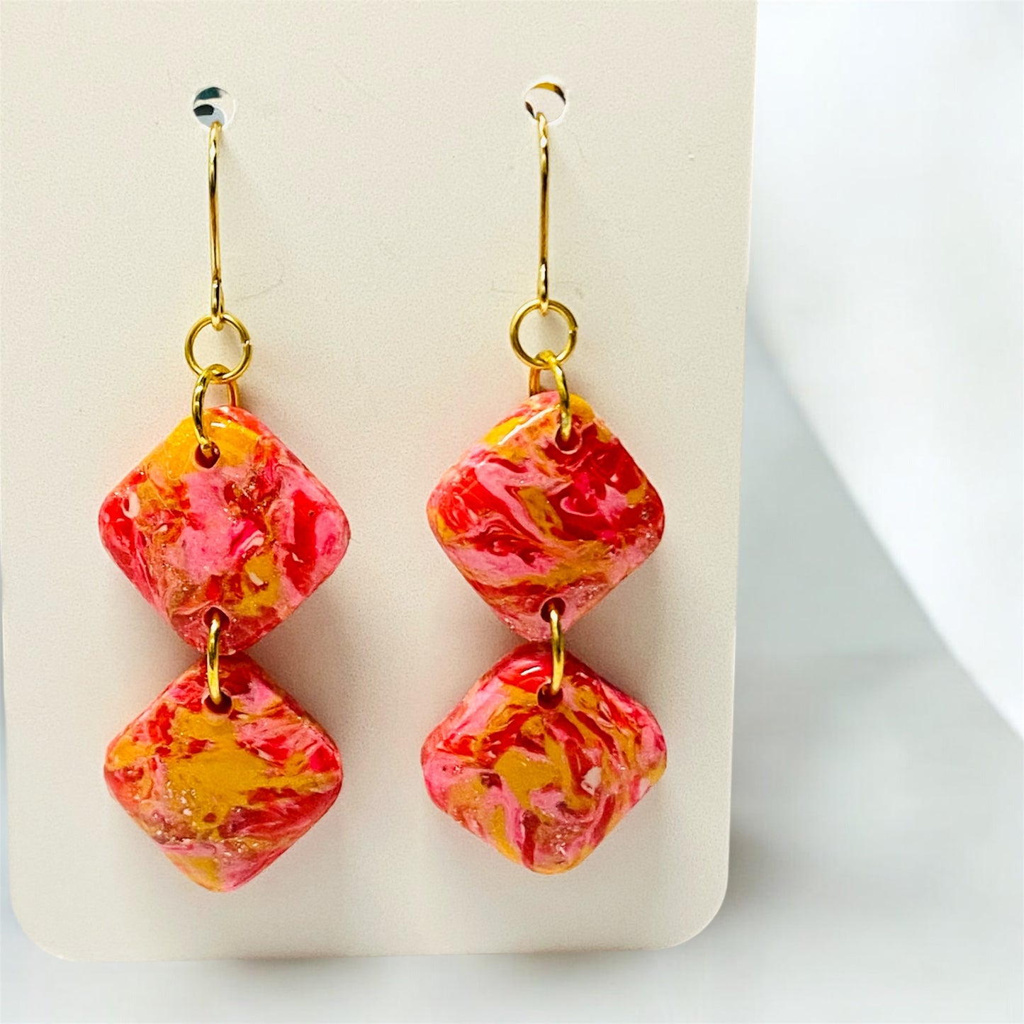 Fiery Dreams Square Earrings