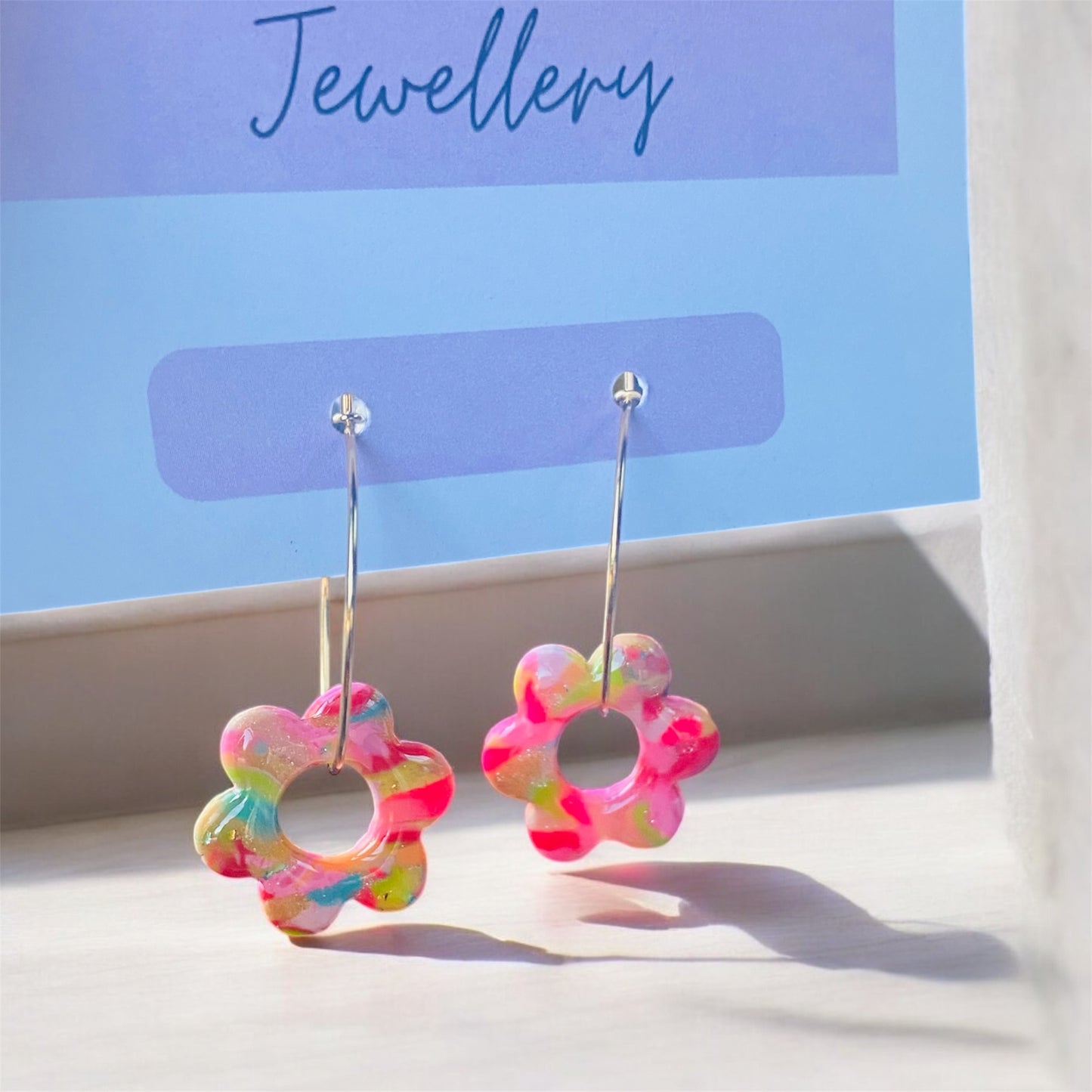Confetti Flower Hoop Earrings