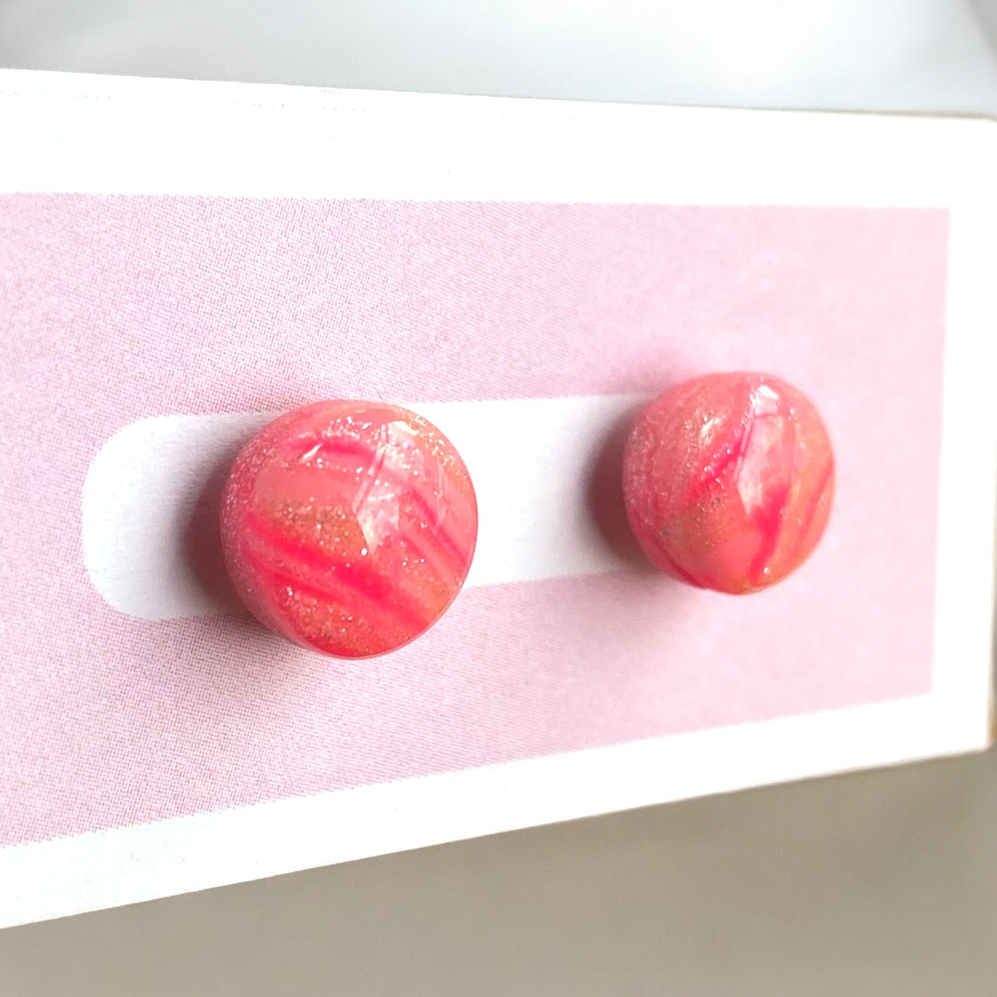 Be Vibrant - Pink Stud Earrings With Swirl Shimmers