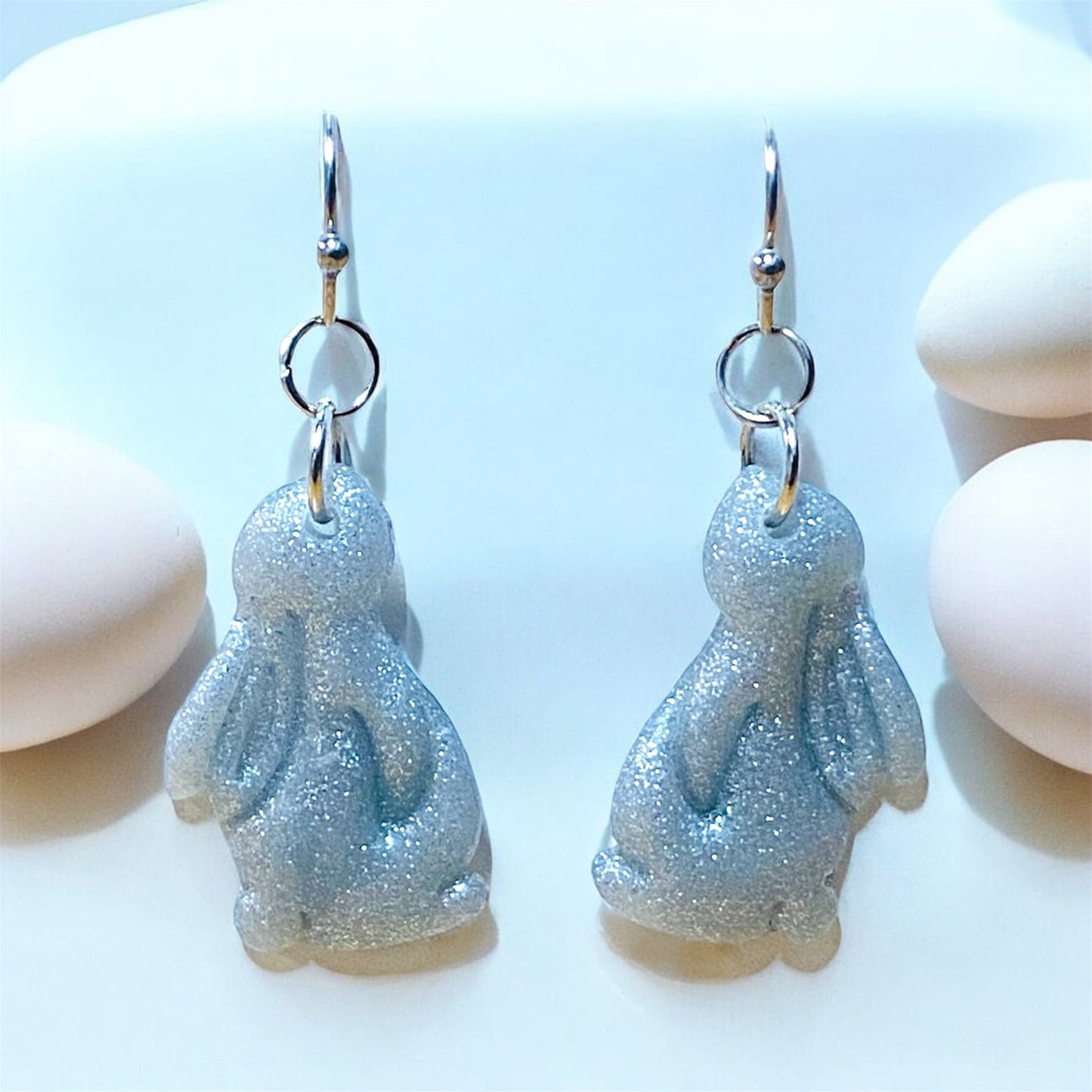 Silver Bunny Dangly Earrings