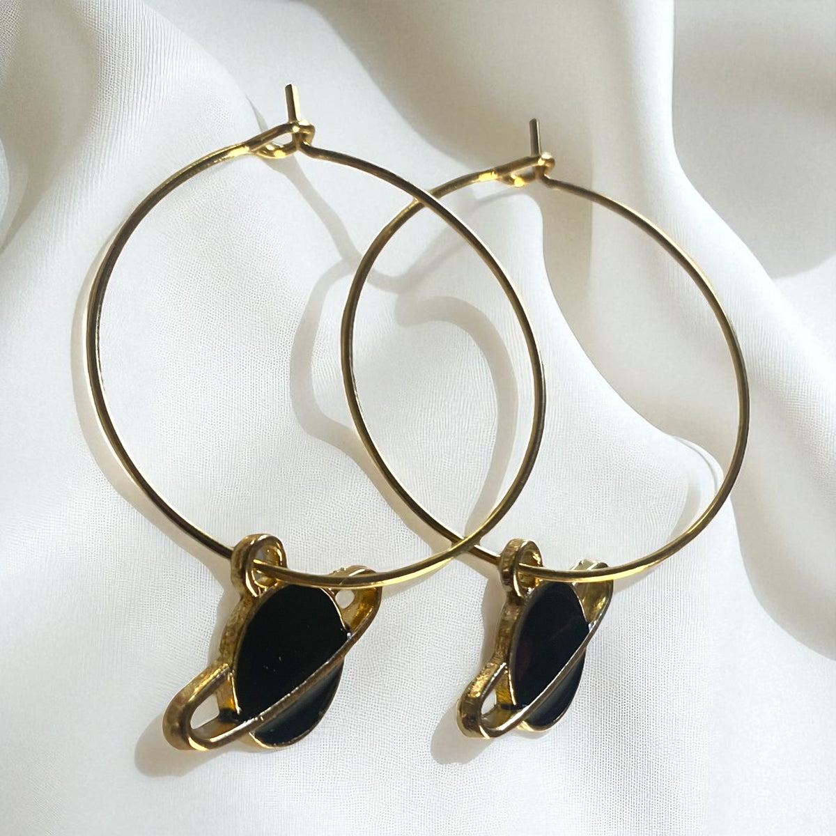 Celestial Hoops in Black