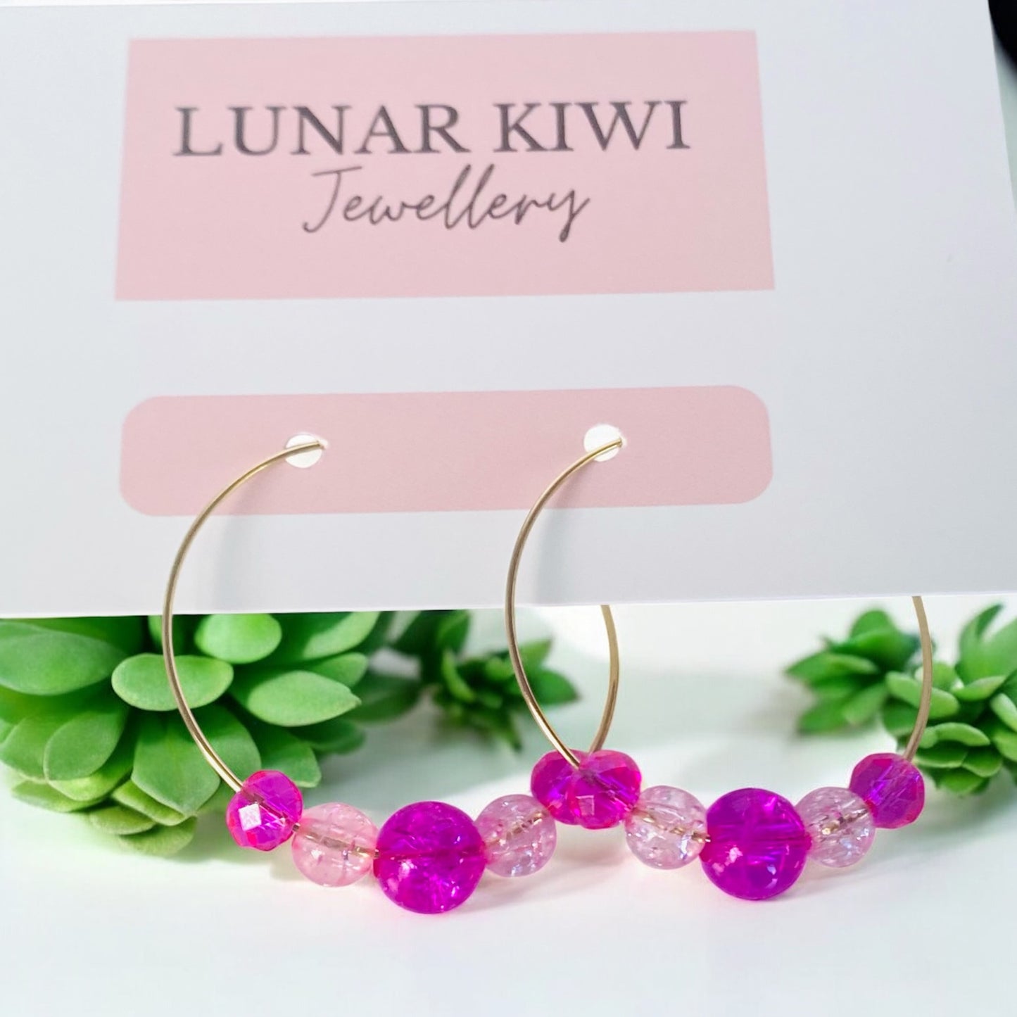 Fuchsia Sparkle Hoops