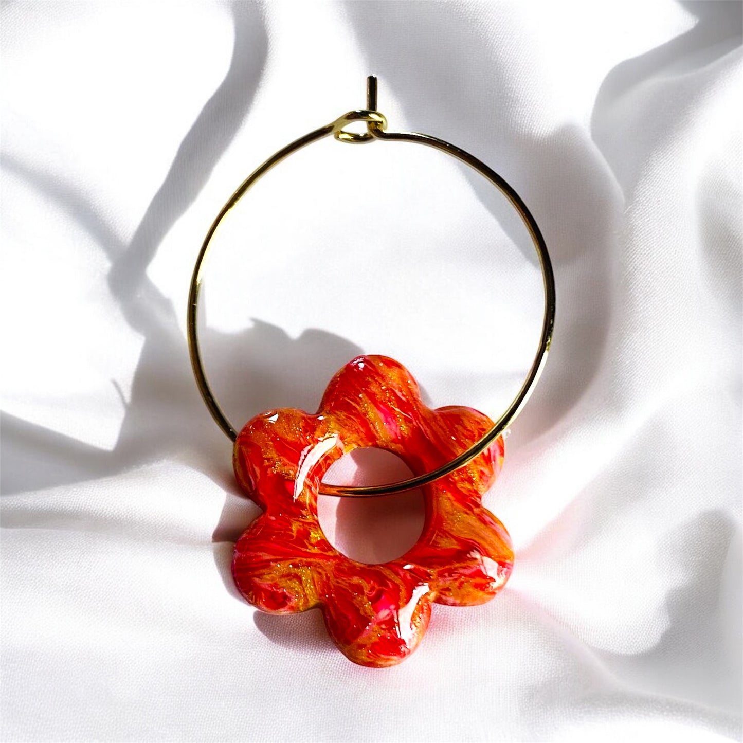 Fiery Bloom Hoop Earrings