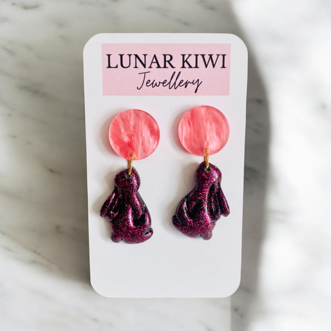 Pink & Black Bunny Earrings