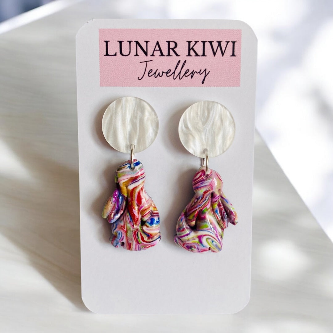 Rainbow Bunny Earrings