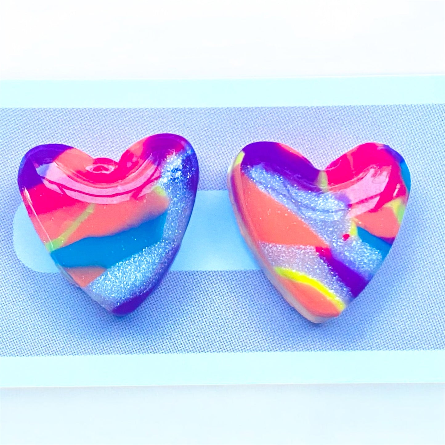 Colour-burst Heart Studs