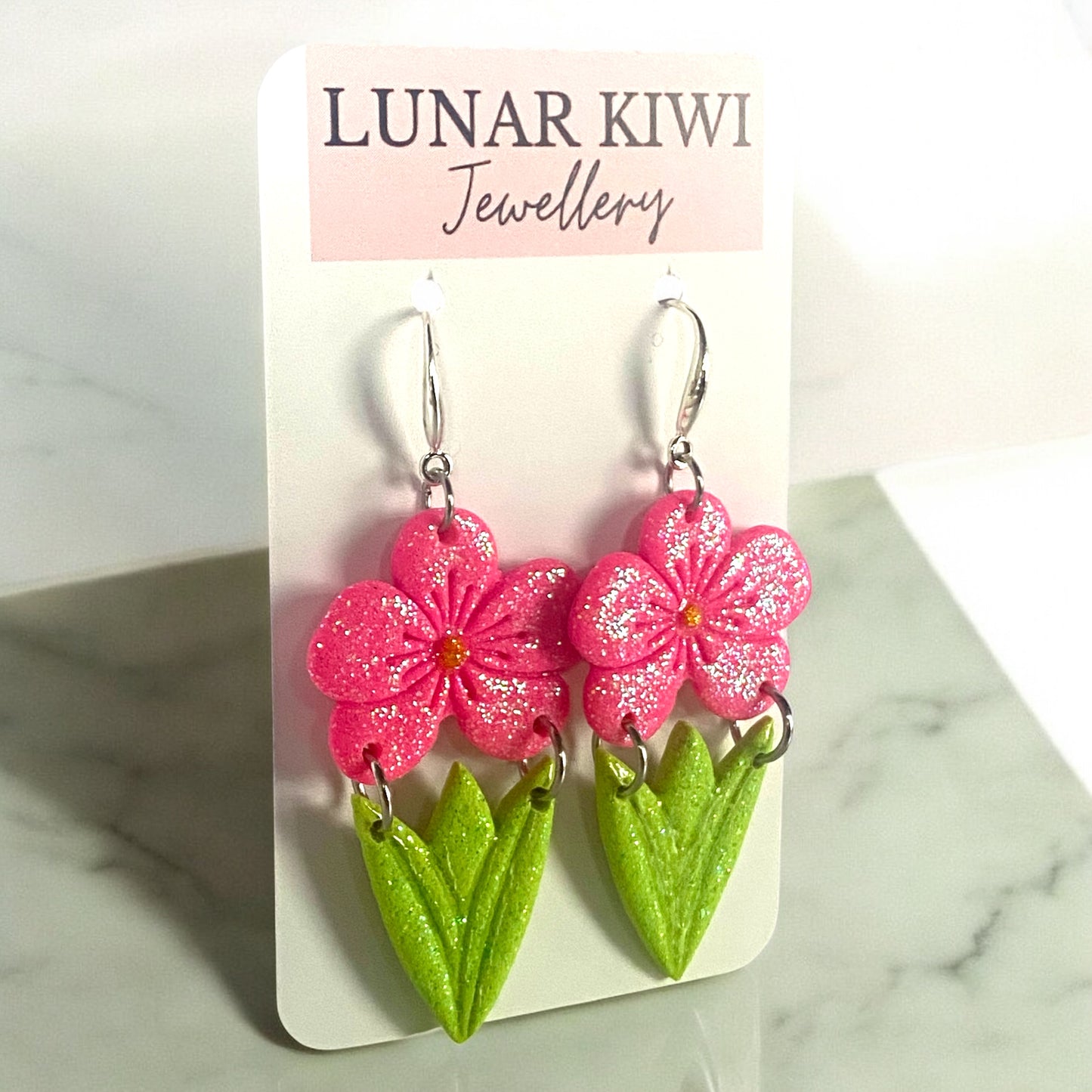 Pink Pansy Earrings