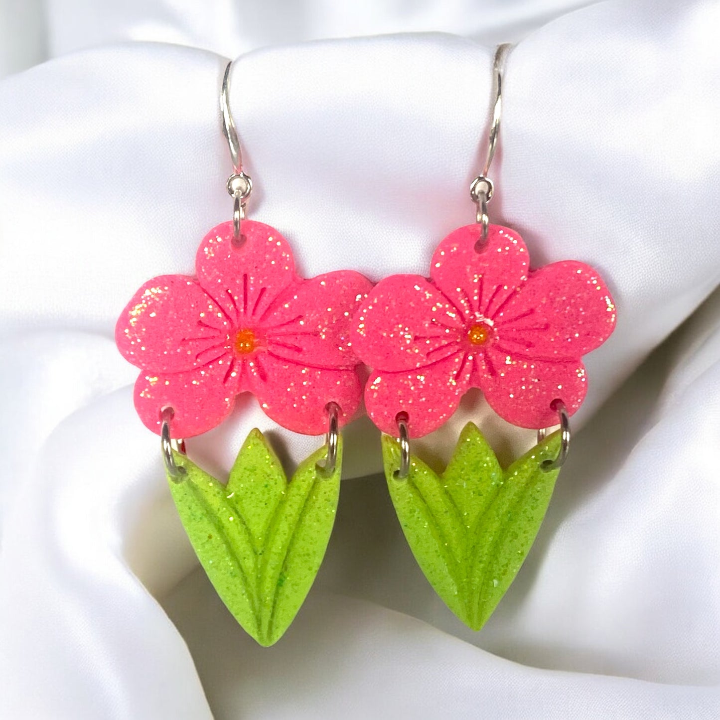 Pink Pansy Earrings