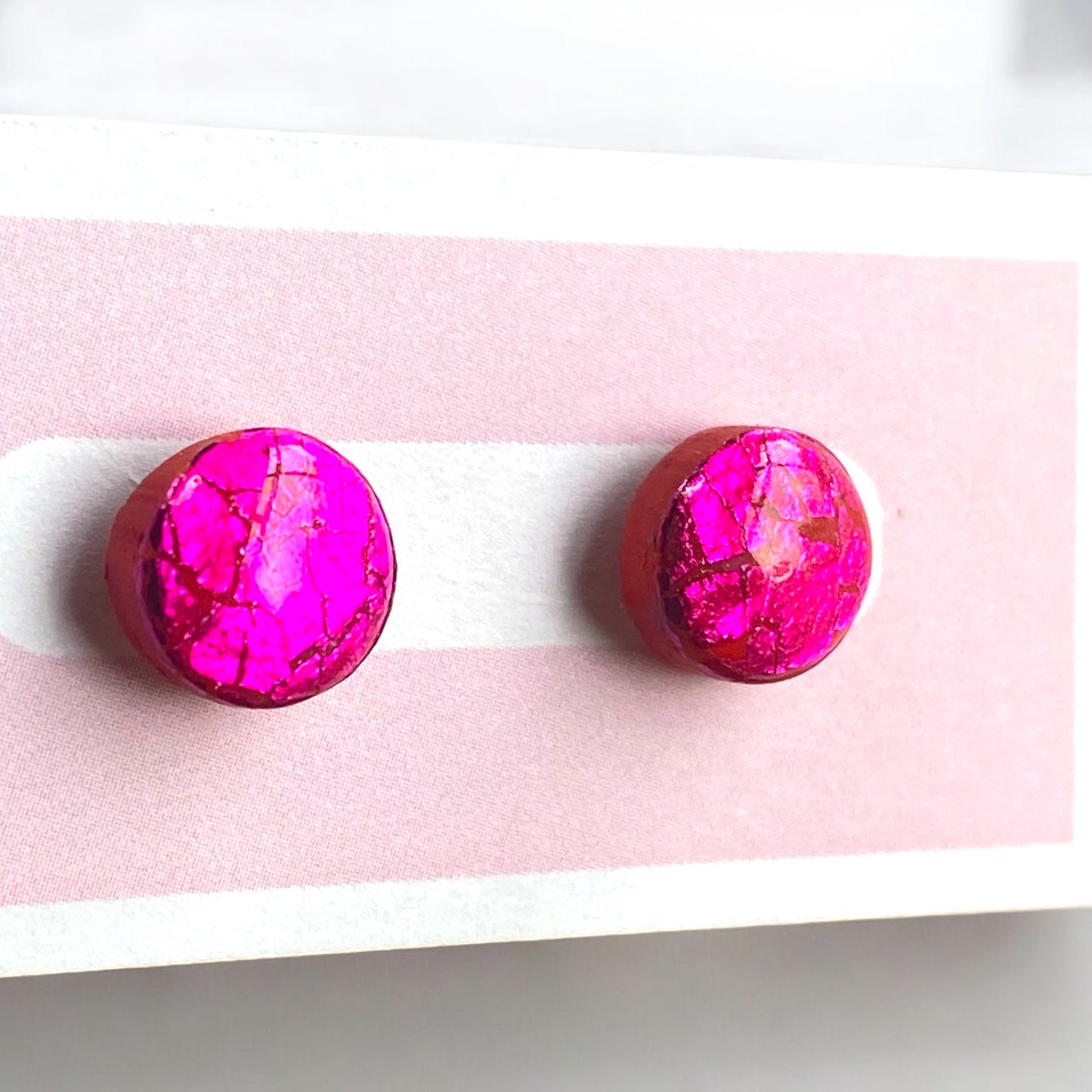 Sparkle Bright - Pink Stud Earrings With Pink Sparkle