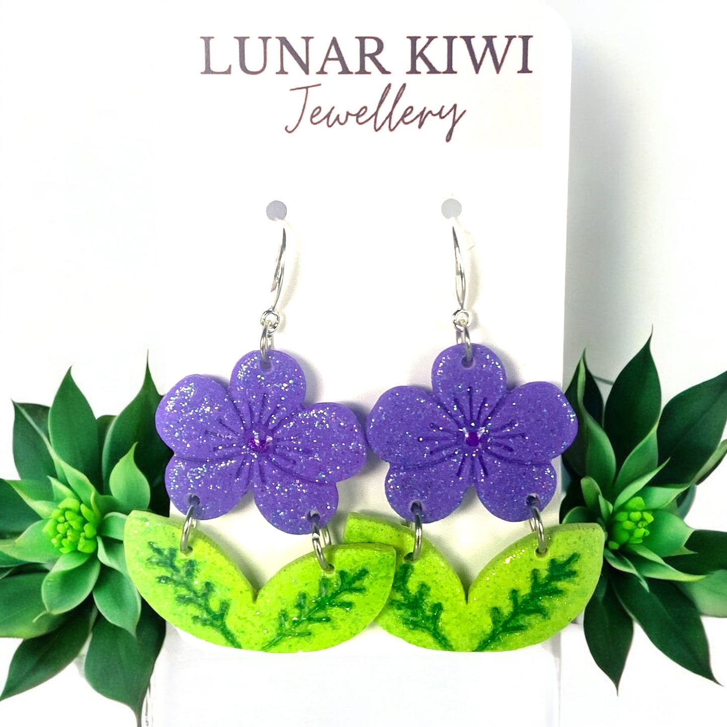 Purple Pansy Earrings