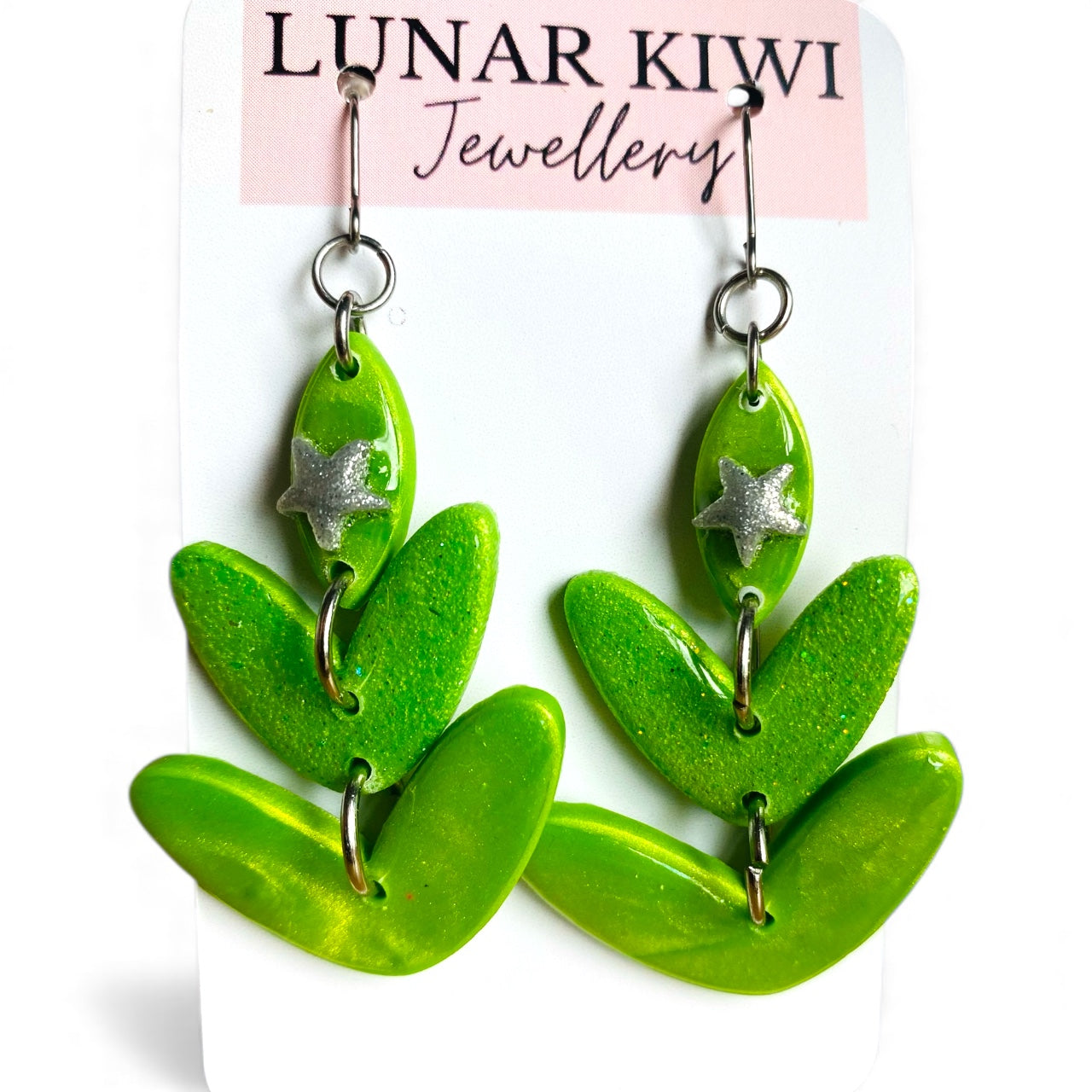 Green Sparkle Xmas Tree Earrings