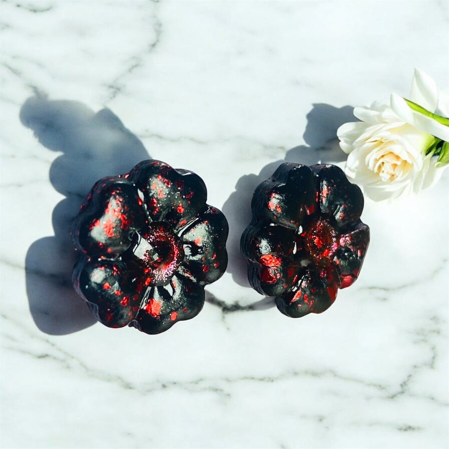 Red Sparkle Poppy Stud Earrings