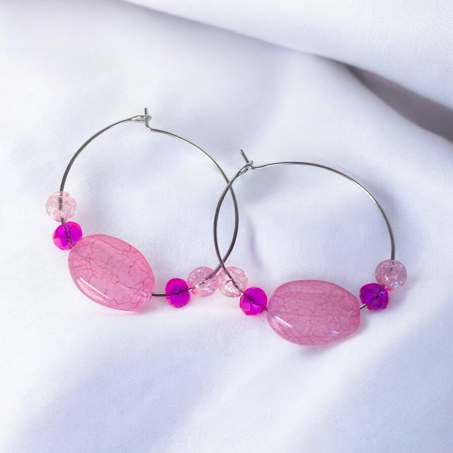 Pink Sparkle Hoops