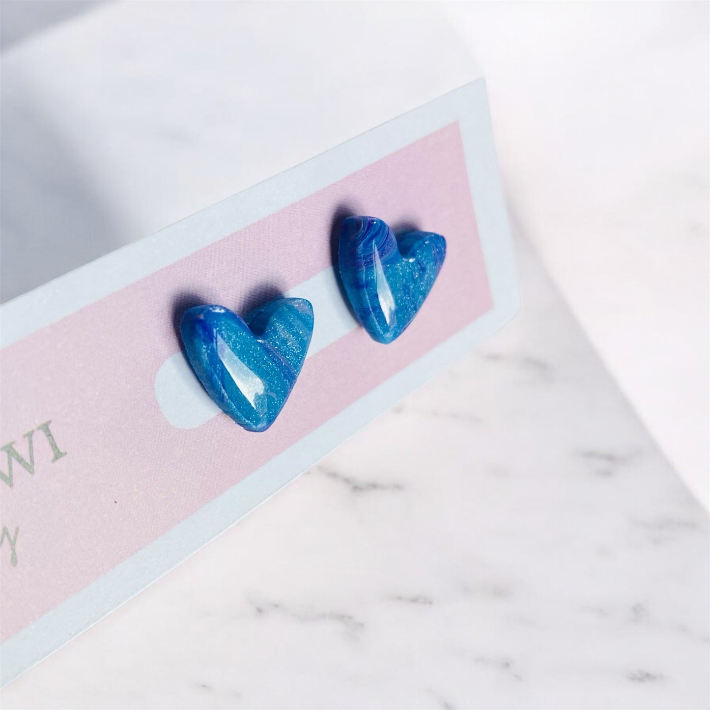Be Mystical - Blue Swirl Heart Studs