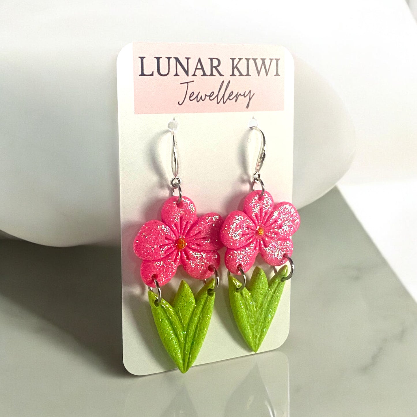 Pink Pansy Earrings