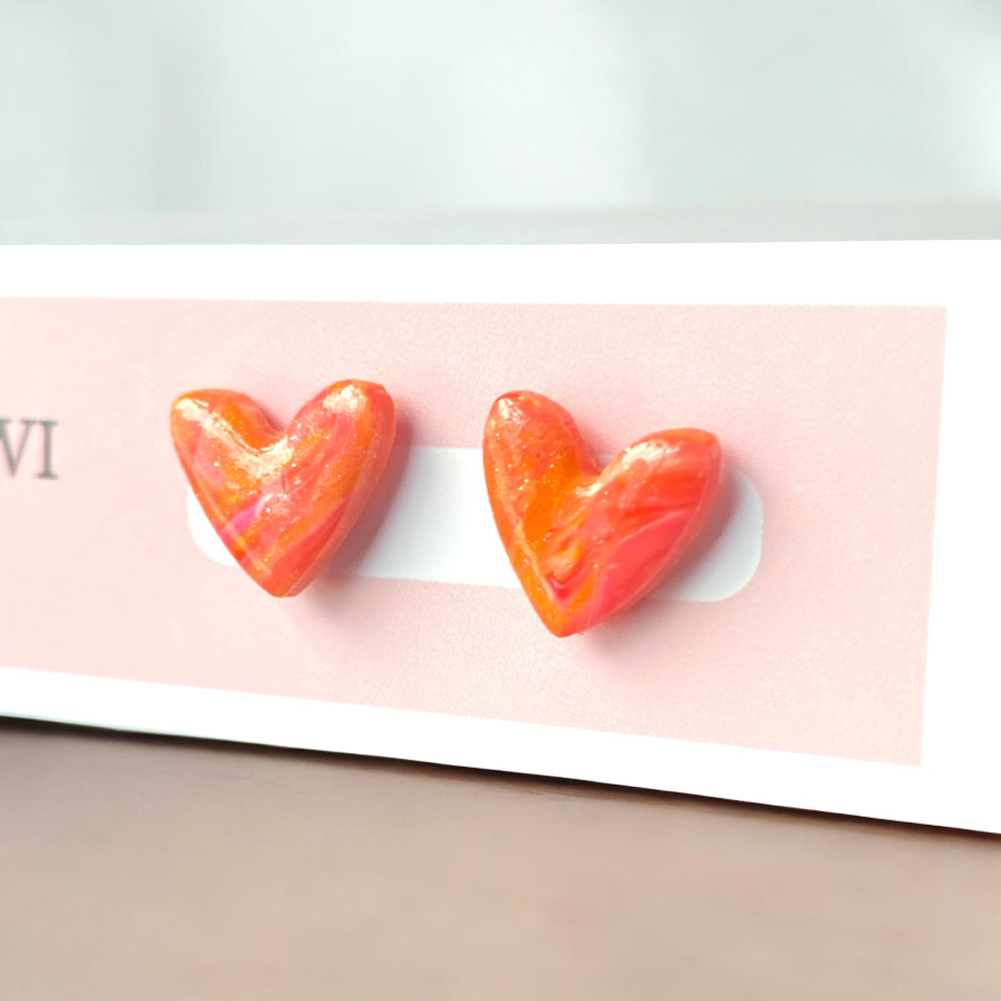 Fiery Heart Studs