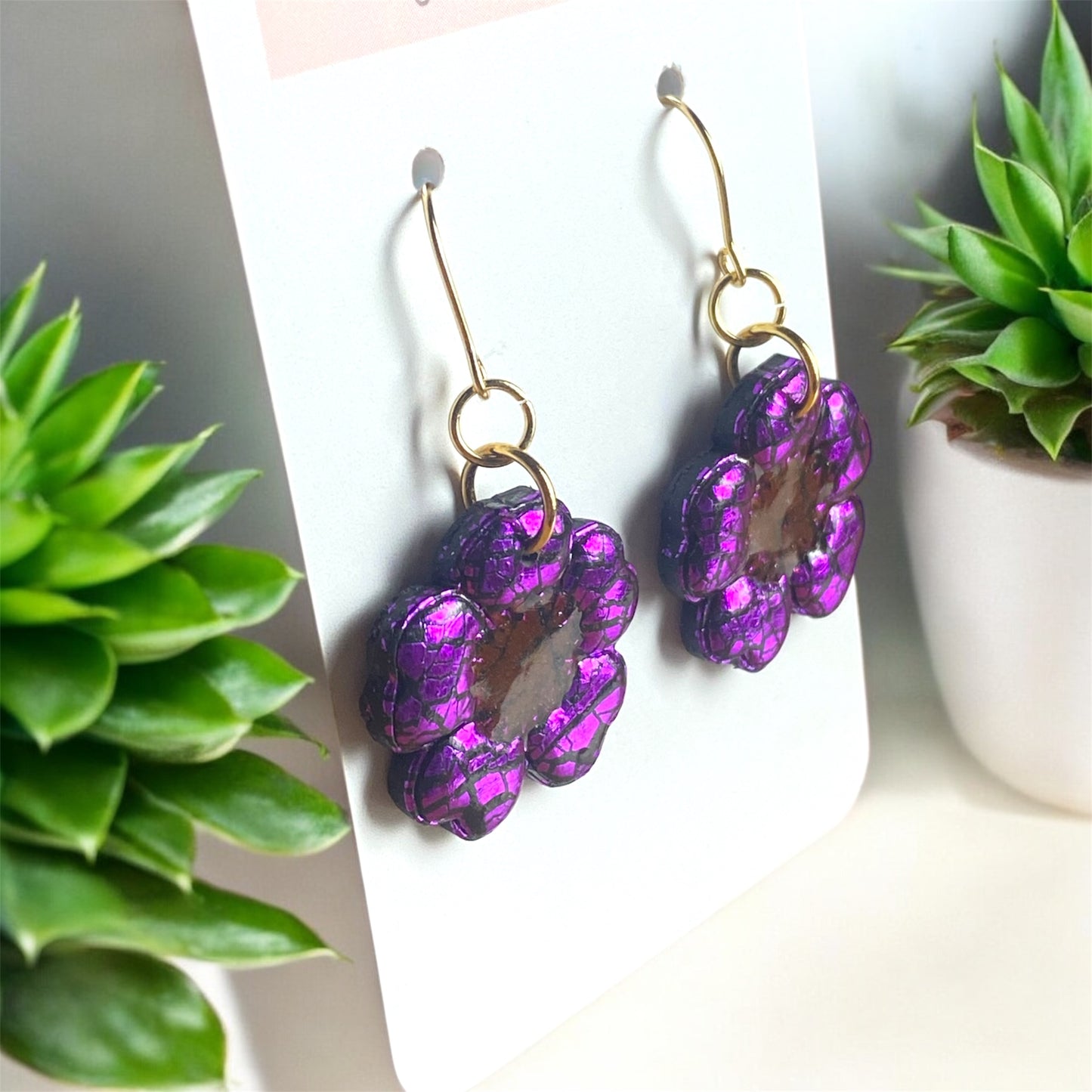Purple Poppy Earrings