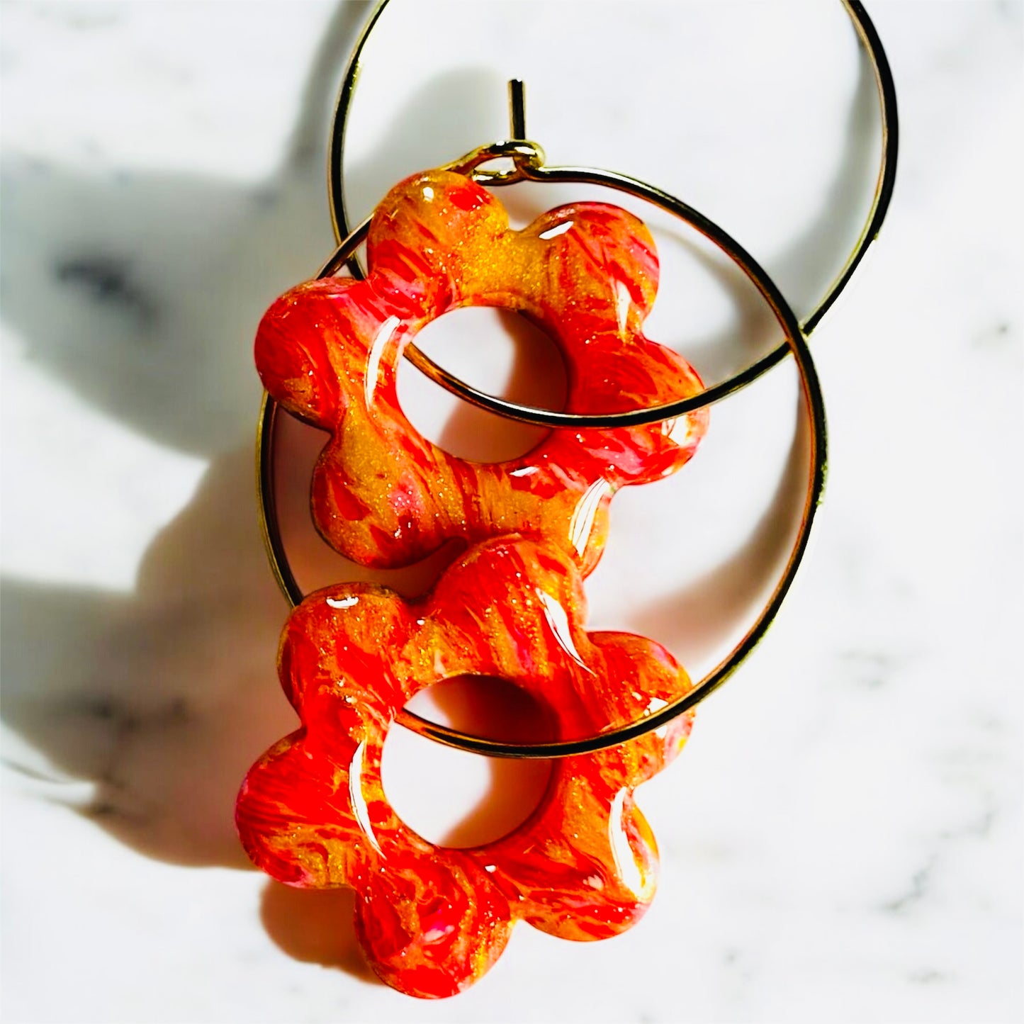 Fiery Bloom Hoop Earrings