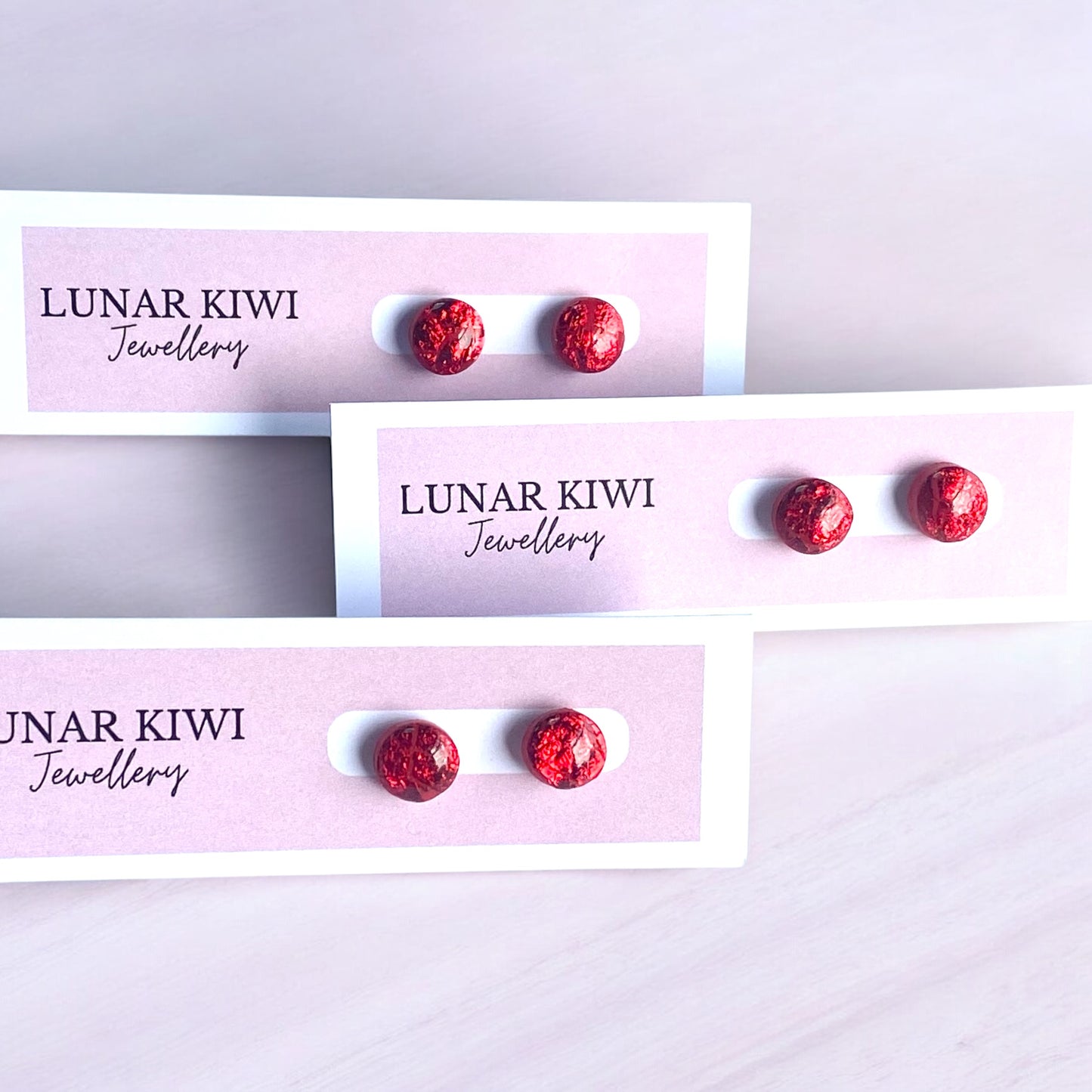 Be Confident - Red Stud Earrings With Sparkle