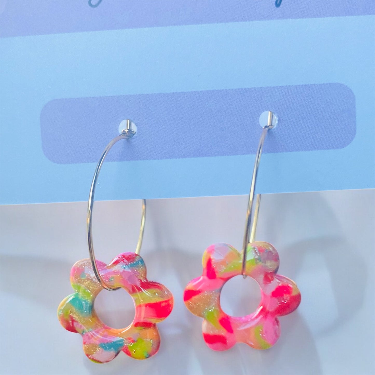Confetti Flower Hoop Earrings