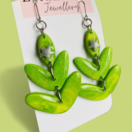 Green Sparkle Xmas Tree Earrings