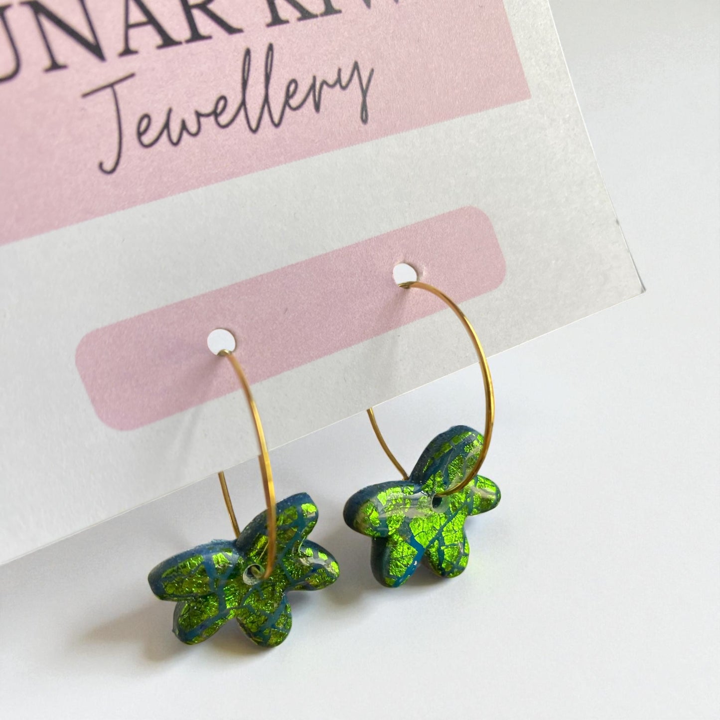 Xmas Crackle Hoop Earrings