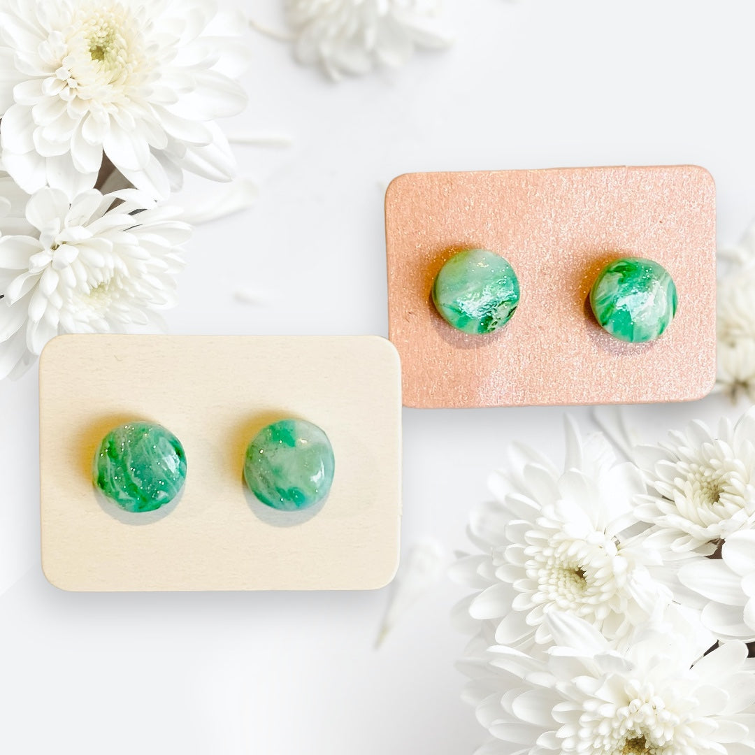 Be Still - Jade Swirl Stud Earrings