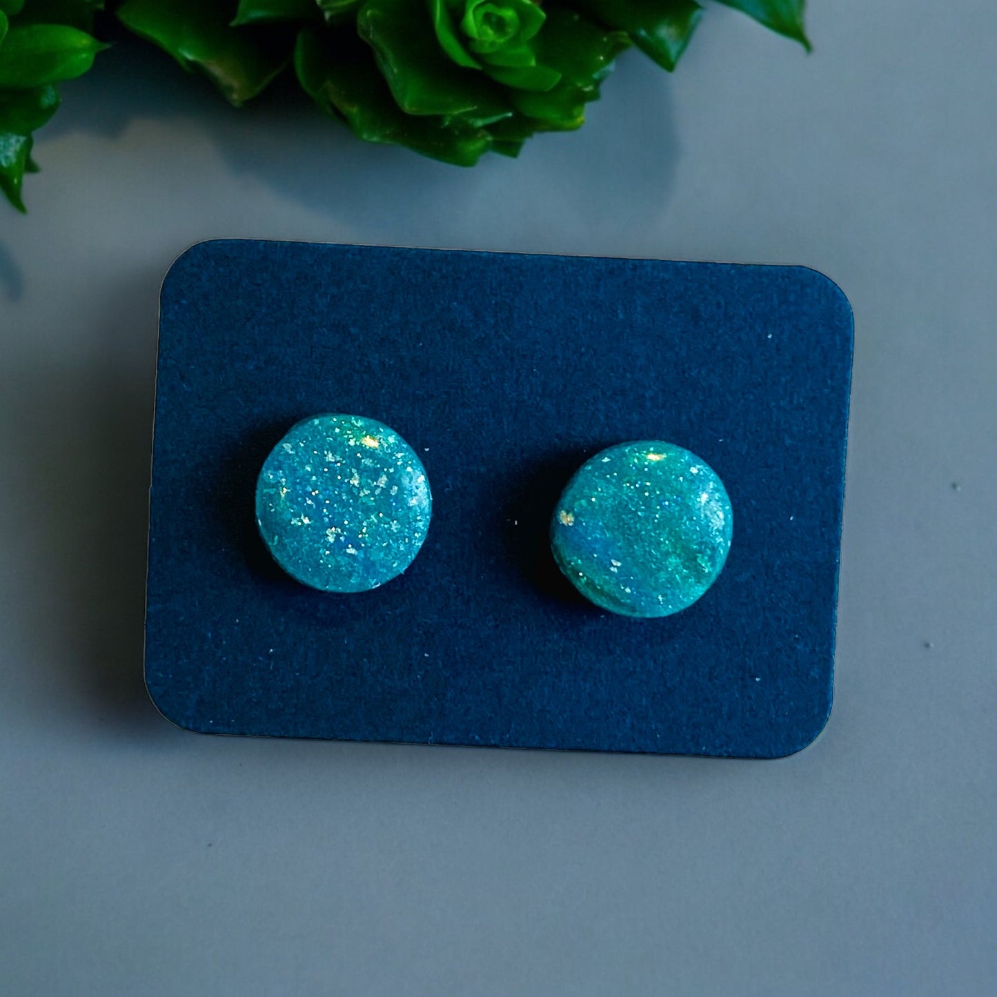 Be Brave - Green Sparkle Stud Earrings