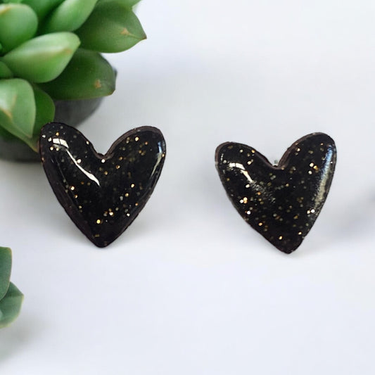 Black Magic Heart Studs