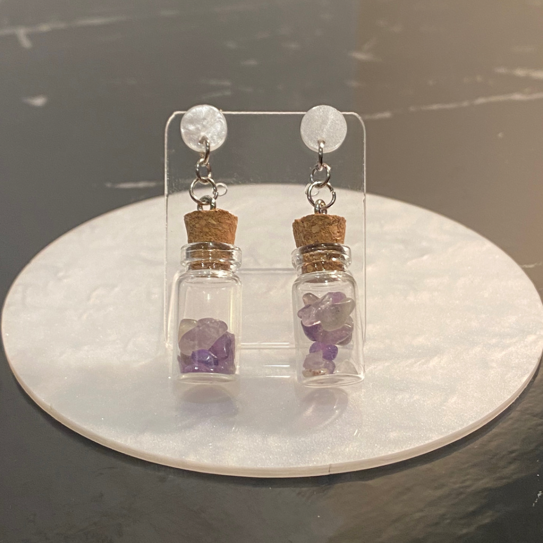 Amethyst Chip Bottle Earrings