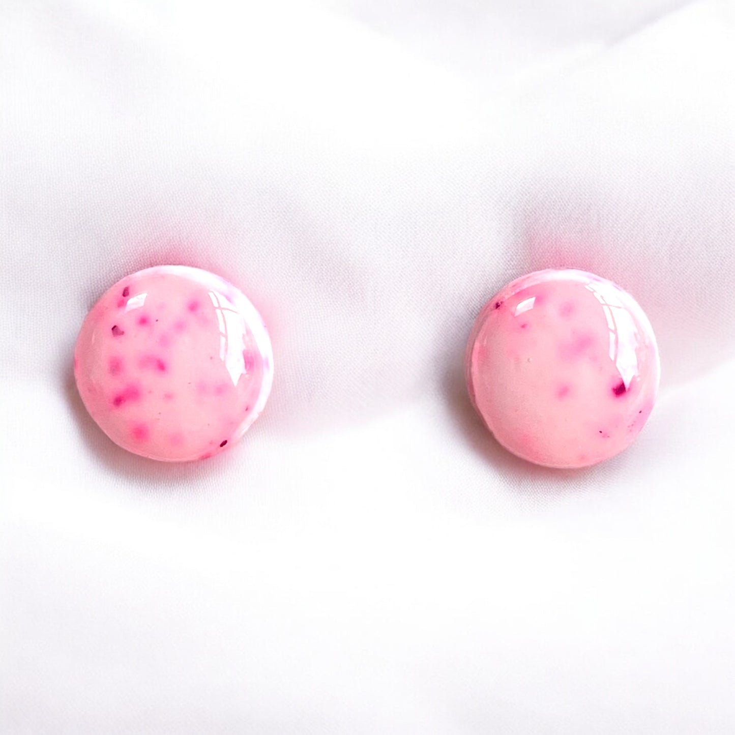 Speckled Delight - Pink Stud Earrings With Speckles