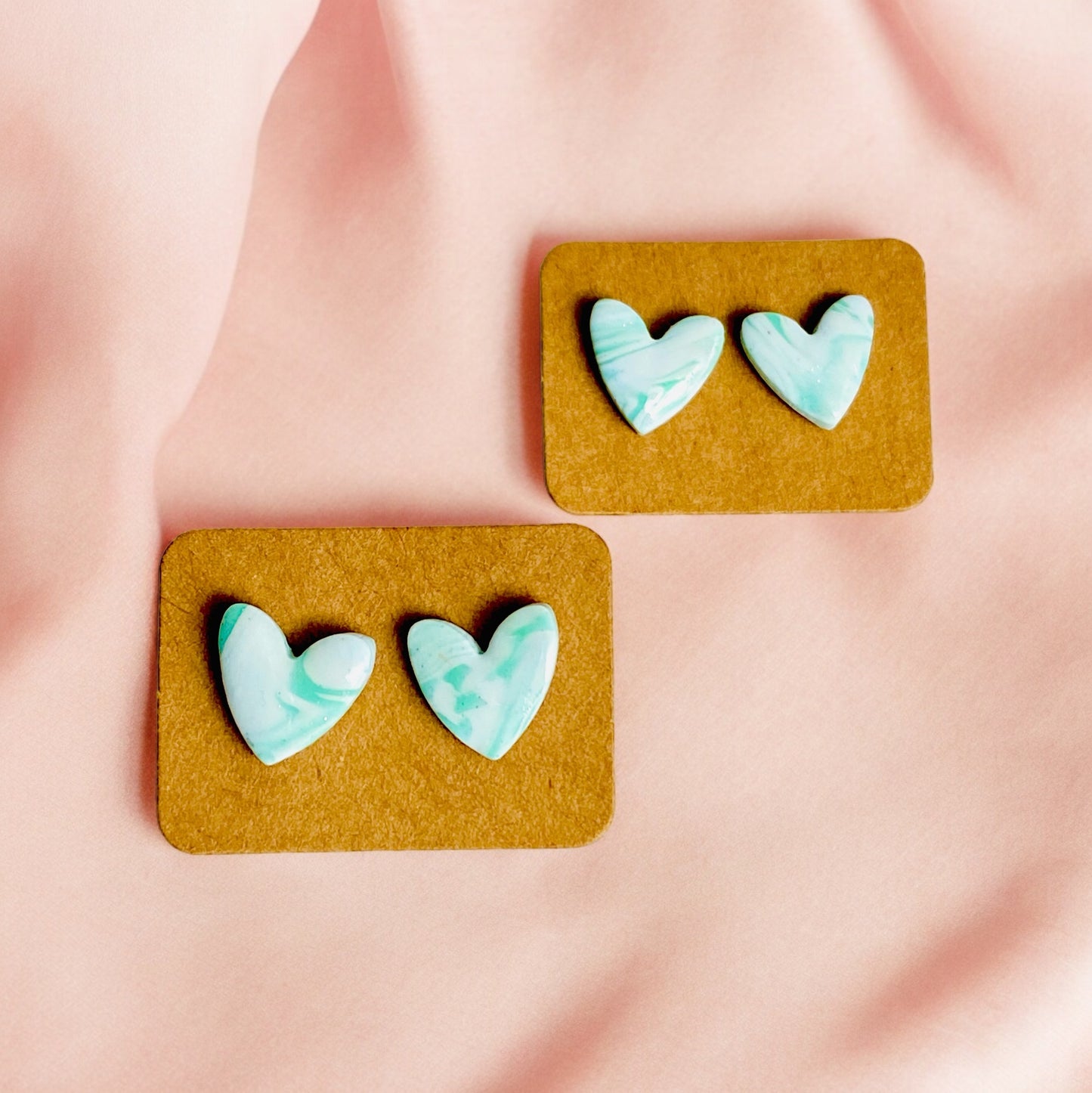 Dream Big - Mint Green Heart Studs