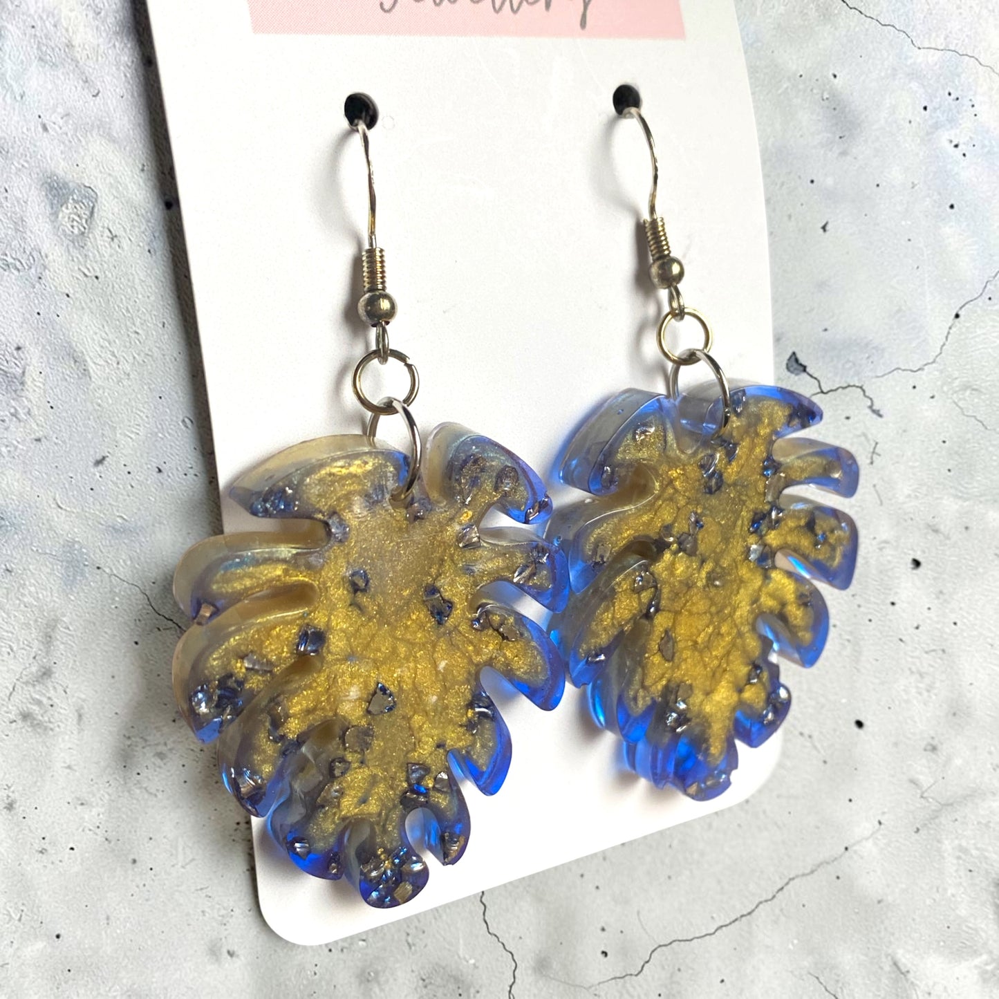 Golden Tide Monstera Earrings