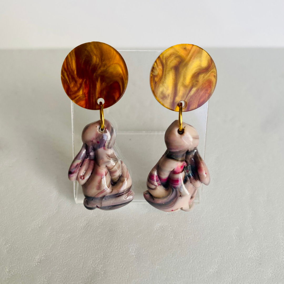 Earthy Tone Bunny Earrings