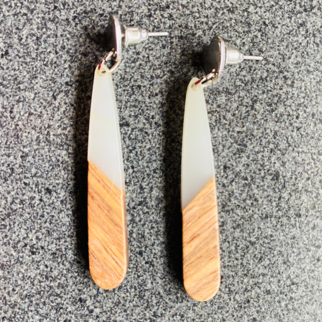 White Resin & Wood Teardrops