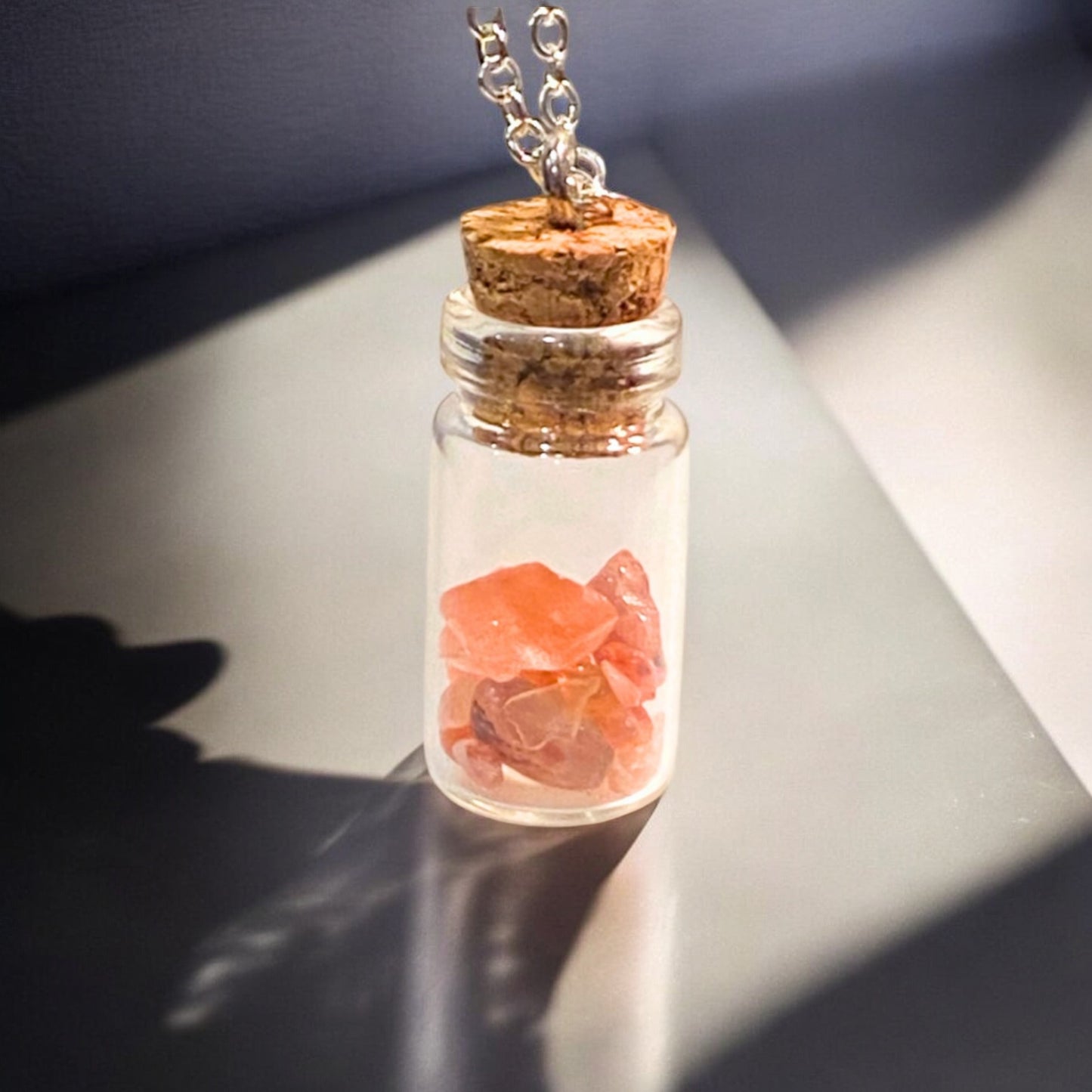 Peach Crystal Chip Pendant Necklace