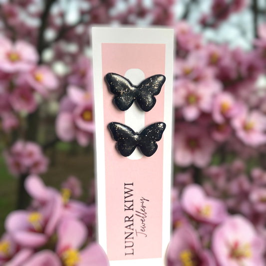 Black Butterfly Stud Earrings