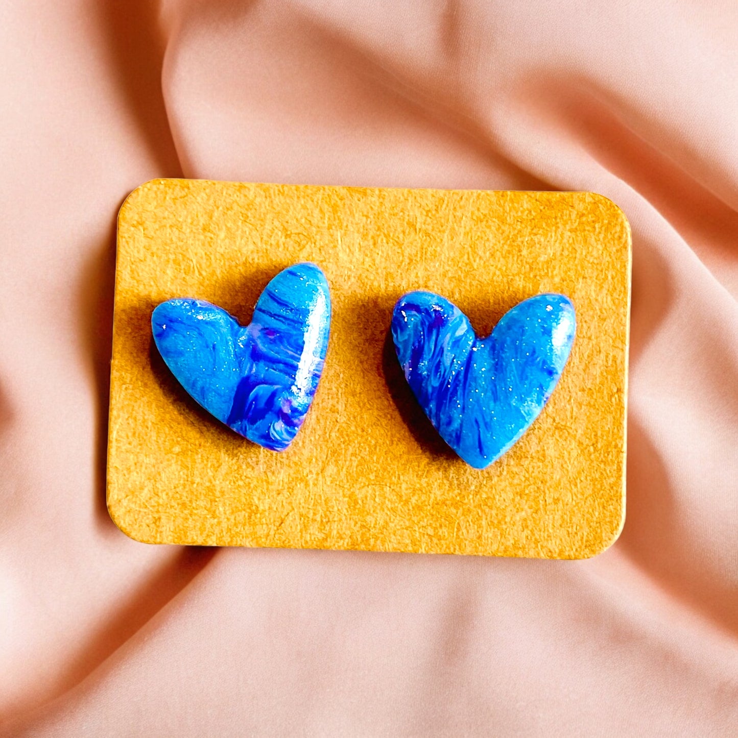 Be Mystical - Blue Swirl Heart Studs