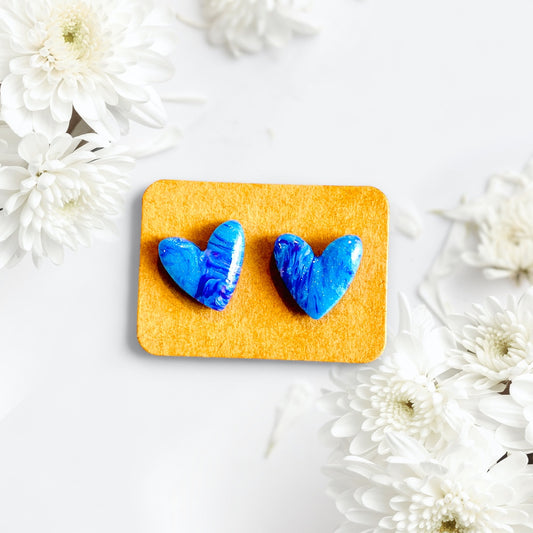 Be Mystical - Blue Swirl Heart Studs