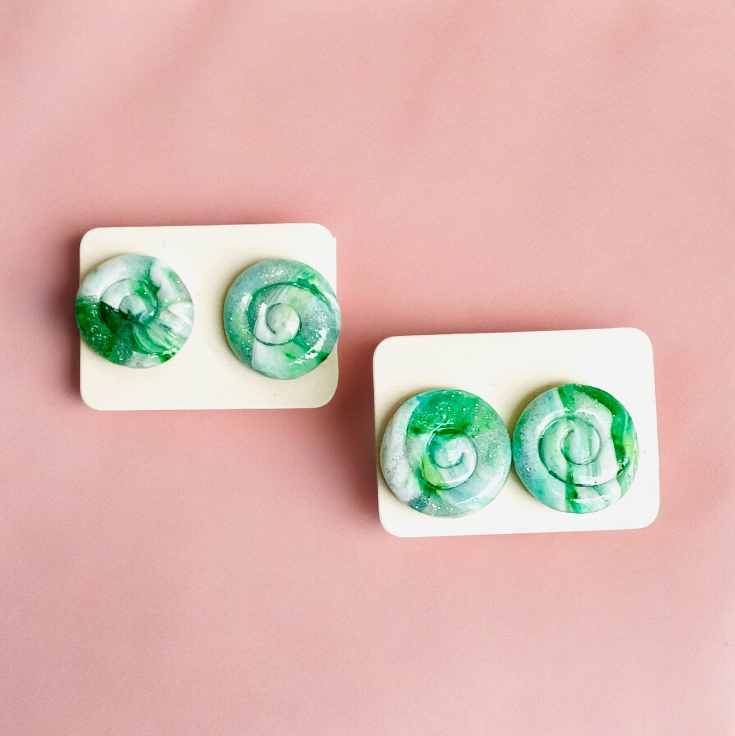 Be Empowered - Green Swirl Studs