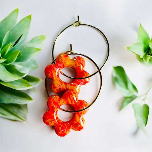 Fiery Bloom Hoop Earrings