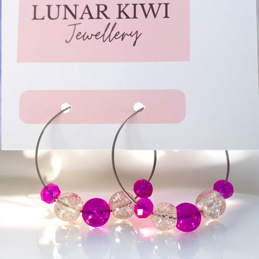 Fuchsia Sparkle Hoops